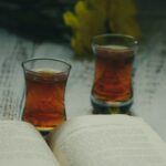 clear shot glass on book page