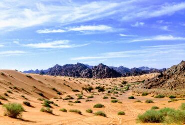 sand dune and mountain scenery