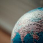 close up photo of blue desk globe