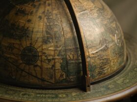 brown terrestrial globe