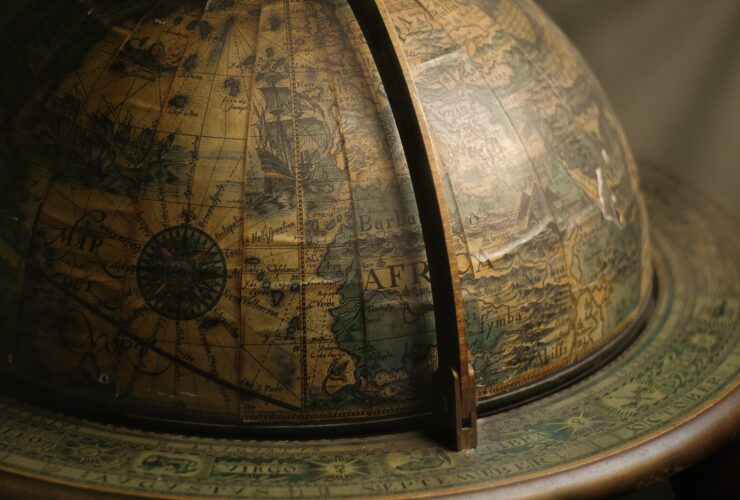brown terrestrial globe