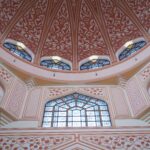 blue and white floral glass window