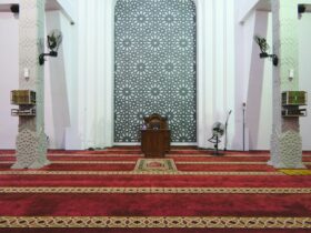 red and yellow area rug