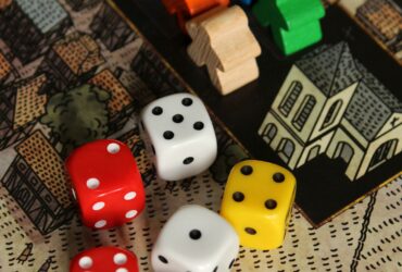 six assorted-color dice