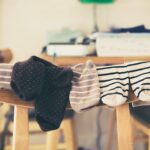 hanging socks on chair