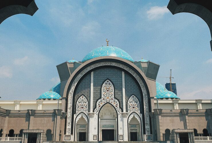 gray and blue mosque