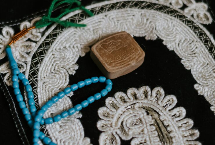 white blue and brown beaded necklace