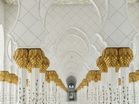 white and gold painted temple