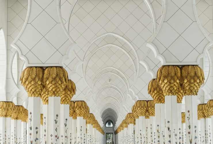 white and gold painted temple