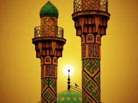 brown and green tower with light