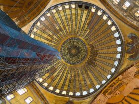 blue and brown dome ceiling