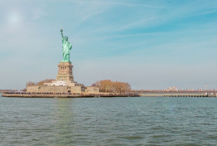Statue Of Liberty on island surrounded by water