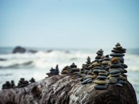 shallow focus photography of rock formation