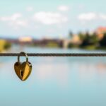 heart brass-colored padlock