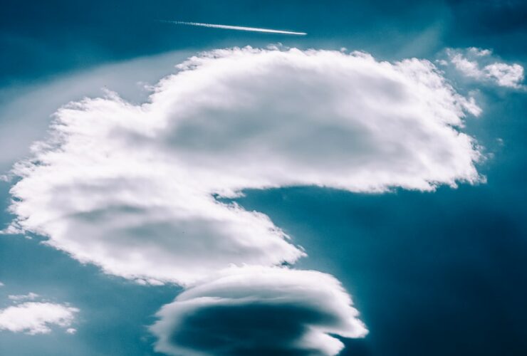 low angle of white clouds