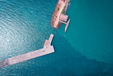 aerial photography on gray deck on the water