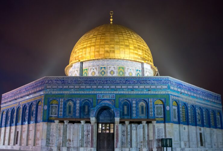 blue, white, and gold temple