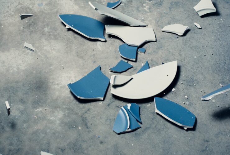 top view photography of broken ceramic plate