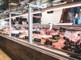 raw meat on display counter
