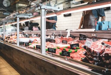 raw meat on display counter