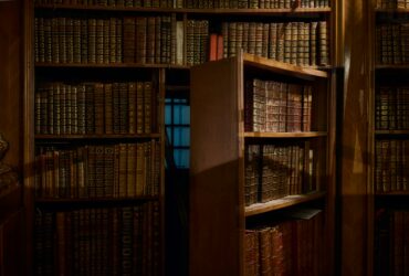 opened secret door inside library