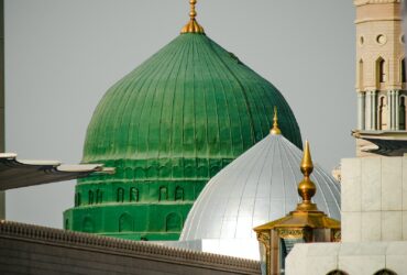 a green dome and a white dome on a building