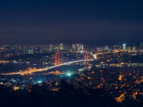 top view photography of lighted city