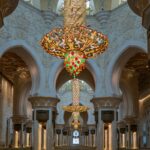 gold and red floral ceiling lamp