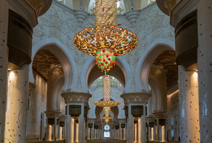 gold and red floral ceiling lamp