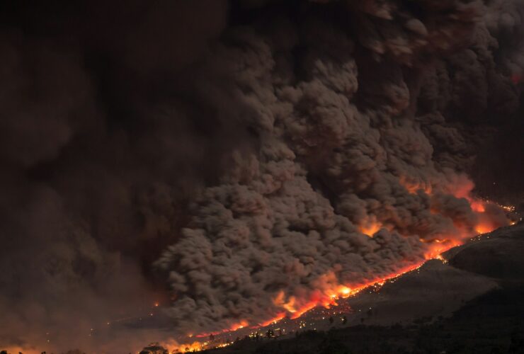 aerial photo of wild fire