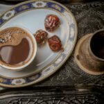 Cup Of Coffee With Dates On A Serving Tray