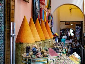 a group of baskets filled with lots of food