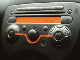 black and red car stereo